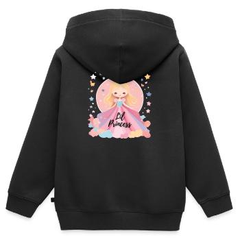 Lil Princess - Kinder Premium Organic Zip Hoodie - Schwarz - Hinten - AI Model Kid Male (0cm)