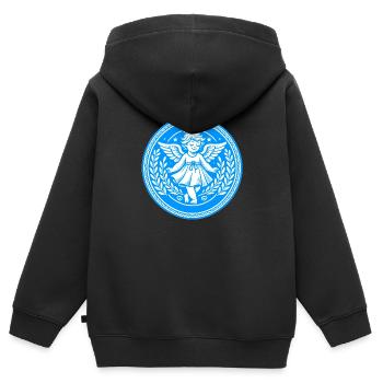 Schutzengel Logo - Kinder Premium Organic Zip Hoodie - Schwarz - Hinten - AI Model Kid Male (0cm)