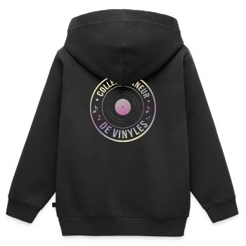 Collectionneur de vinyles - Sweat Premium à capuche zippé enfant bio - noir - Dos - AI Model Kid Male (0cm)