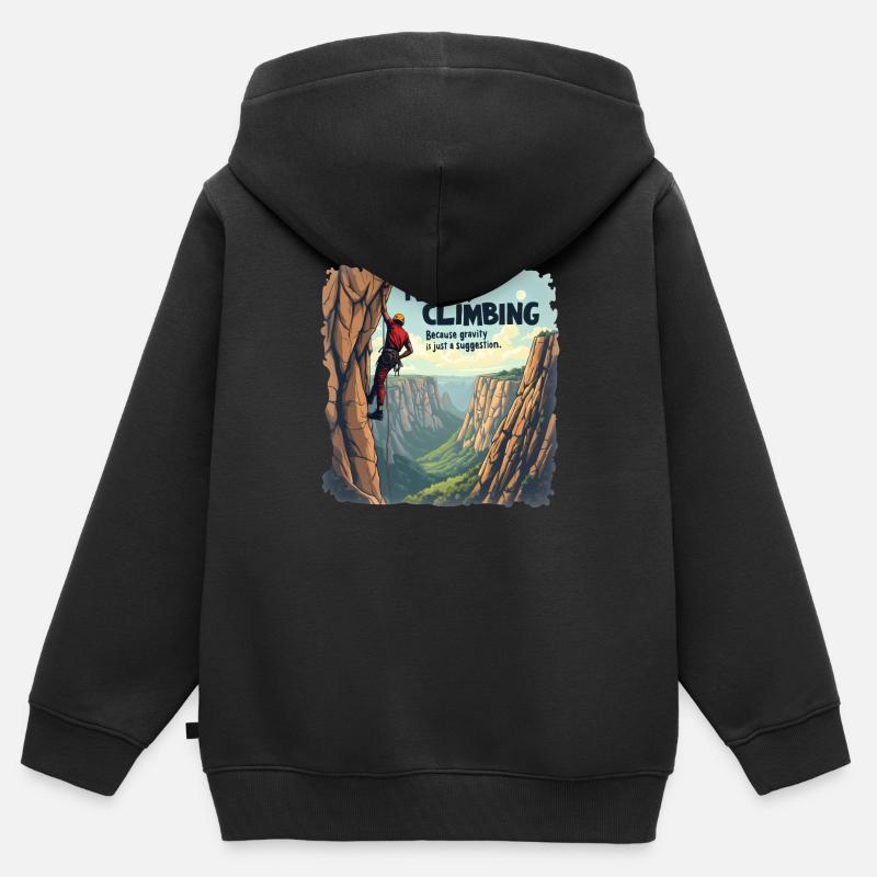 L’escalade - parce que la gravité n’est qu’une suggestion - Sweat Premium à capuche zippé enfant bio - noir