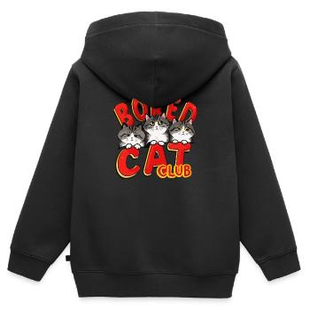 Bored Cat Club - Kids Premium Organic Zip-up Hoodie - black - Back - AI Model Kid Male (0cm)