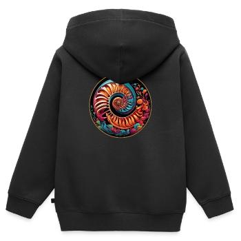 Design graphique coloré nautile - Sweat Premium à capuche zippé enfant bio - noir - Dos - AI Model Kid Male (0cm)