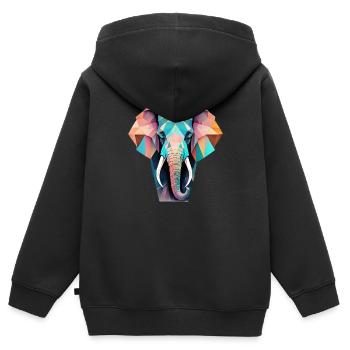 Geometric Elefant Geschenk Geometrisch - Kinder Premium Organic Zip Hoodie - Schwarz - Hinten - AI Model Kid Male (0cm)