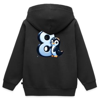 Children's Design – Penguin with Numbers Joy - Kids Premium Organic Zip-up Hoodie - black - Back - AI Model Kid Male (0cm)