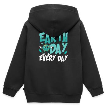Earth Day Every Day Environmental Planet - Kinder Premium Organic Zip Hoodie - Schwarz - Hinten - AI Model Kid Male (0cm)