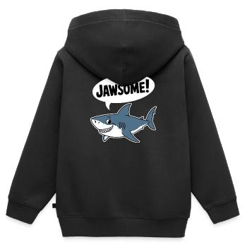 Mâchoire ! - Drôle de requin - Sweat Premium à capuche zippé enfant bio - noir - Dos - AI Model Kid Male (0cm)
