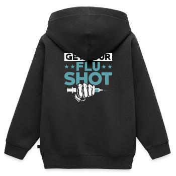 Faites-vous vacciner contre la grippe Aidant aidant - Sweat Premium à capuche zippé enfant bio - noir - Dos - AI Model Kid Male (0cm)