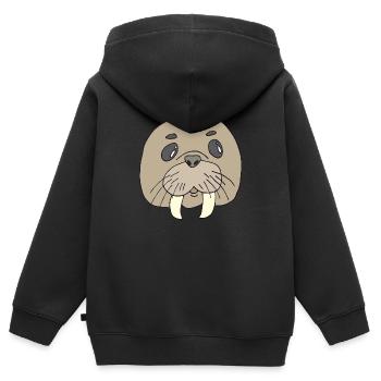 morse - Sweat Premium à capuche zippé enfant bio - noir - Dos - AI Model Kid Male (0cm)