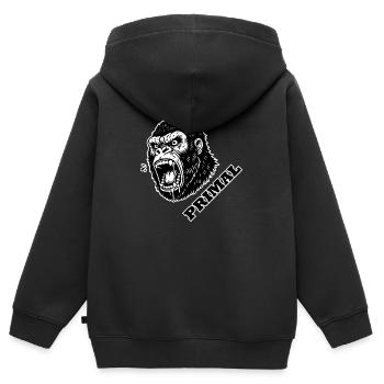Wütender Gorilla - PRIMAL Design - Kinder Premium Organic Zip Hoodie - Schwarz - Hinten - AI Model Kid Male (0cm)