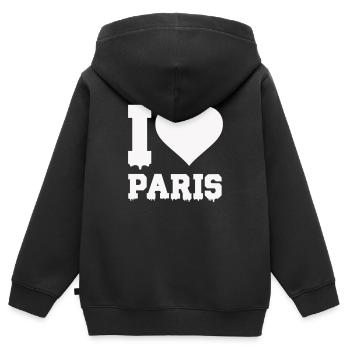 i love paris - Kinder Premium Organic Zip Hoodie - Schwarz - Hinten - AI Model Kid Male (0cm)