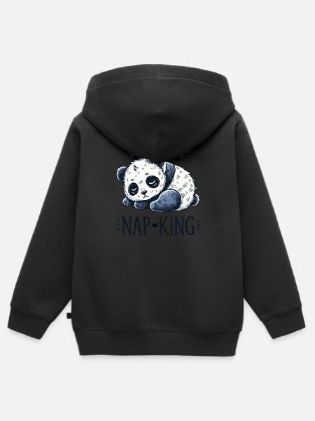 Nap King - Kinder Premium Organic Zip Hoodie - Schwarz