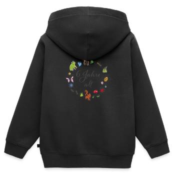 sechster Geburtstag - Kinder Premium Organic Zip Hoodie - Schwarz - Hinten - AI Model Kid Male (0cm)