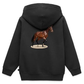 Selle Français 3 - Sweat Premium à capuche zippé enfant bio - noir - Dos - AI Model Kid Male (0cm)