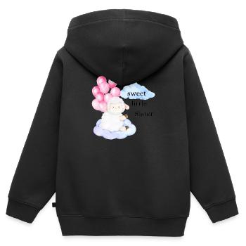 sweet little sister Schaf - Kinder Premium Organic Zip Hoodie - Schwarz - Hinten - AI Model Kid Male (0cm)