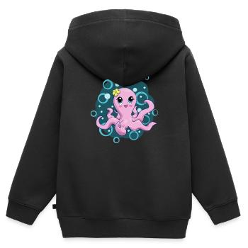 Cute Squid, Pink, Bubbles, Cute - Kids Premium Organic Zip-up Hoodie - black - Back - AI Model Kid Male (0cm)