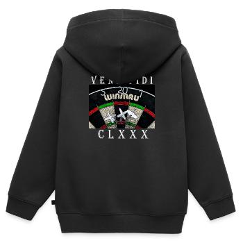 veni vidi 180 - Sweat Premium à capuche zippé enfant bio - noir - Dos - AI Model Kid Male (0cm)