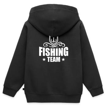 Fishing Team Angelhaken - Kinder Premium Organic Zip Hoodie - Schwarz - Hinten - AI Model Kid Male (0cm)