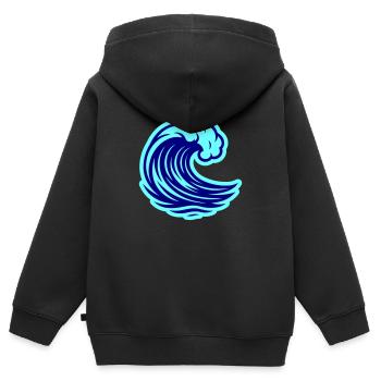 Welle Ozean - Kinder Premium Organic Zip Hoodie - Schwarz - Hinten - AI Model Kid Male (0cm)