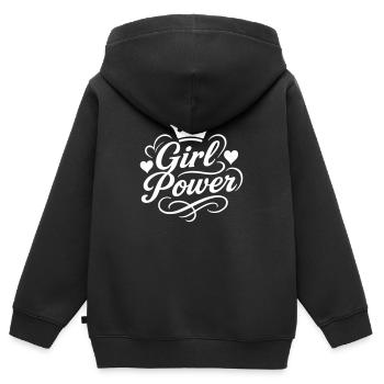 Frauenpower Spruch - Kinder Premium Organic Zip Hoodie - Schwarz - Hinten - AI Model Kid Male (0cm)