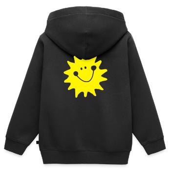 Sonne - Kinder Premium Organic Zip Hoodie - Schwarz - Hinten - AI Model Kid Male (0cm)
