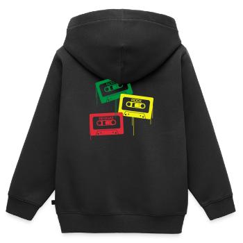 Roots, Rock, Reggae - Kinder Premium Organic Zip Hoodie - Schwarz - Hinten - AI Model Kid Male (0cm)