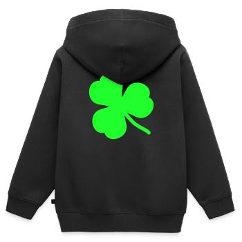 kleeblatt_2 - Kinder Premium Organic Zip Hoodie - Schwarz - Hinten - AI Model Kid Male (0cm)