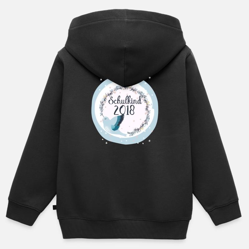 Schulkind 2018 Einschulung Vogel Mädchen - Kinder Premium Organic Zip Hoodie - Schwarz