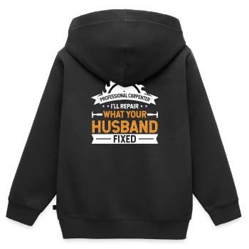 Tischler Hemd Professional Carpenter Geschenk-T-Shirt - Kinder Premium Organic Zip Hoodie - Schwarz - Hinten - AI Model Kid Male (0cm)