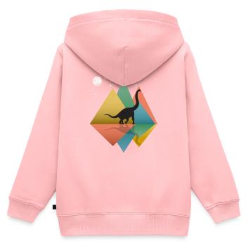 Brontosaurus Dinosaurier - Kinder Premium Organic Zip Hoodie - Rosa - Hinten - AI Model Kid Female (0cm)