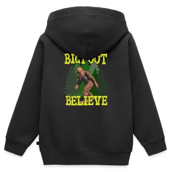 Bigfoot - Bigfoot Glauben - Kinder Premium Organic Zip Hoodie - Schwarz - Hinten - AI Model Kid Male (0cm)