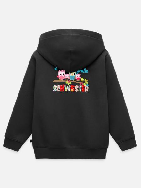 big sister bird family - Kids Premium Organic Zip-up Hoodie - black