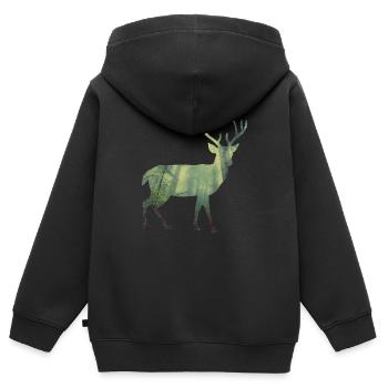 Hirsch - Kinder Premium Organic Zip Hoodie - Schwarz - Hinten - AI Model Kid Male (0cm)