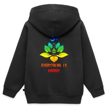 EVERYTHING IS ENERGY - CHAKRA - Sweat Premium à capuche zippé enfant bio - noir - Dos - AI Model Kid Male (0cm)