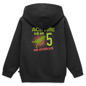 5. Geburtstag Dino 5 Jahre Jungen T Rex - Kinder Premium Organic Zip Hoodie - Schwarz - Hinten - AI Model Kid Male (0cm)