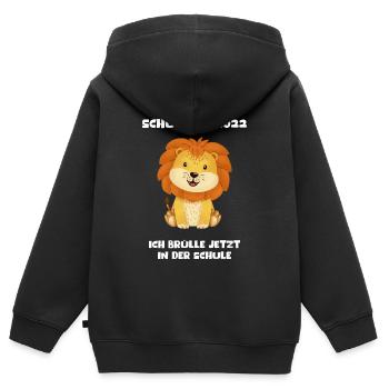 Schulkind 2022 Ich Brülle Jetzt In Der Schule Löwe - Kinder Premium Organic Zip Hoodie - Schwarz - Hinten - AI Model Kid Male (0cm)
