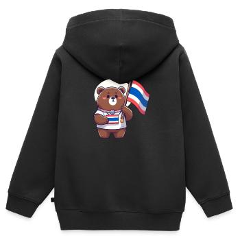 Thai Bär - Kinder Premium Organic Zip Hoodie - Schwarz - Hinten - AI Model Kid Male (0cm)