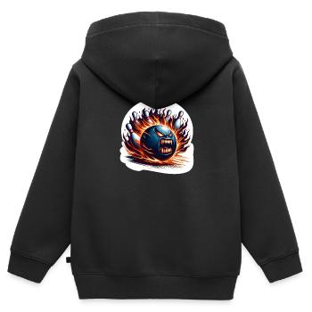 Quilles de feu - Sweat Premium à capuche zippé enfant bio - noir - Dos - AI Model Kid Male (0cm)