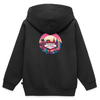 Las Vegas - Kinder Premium Organic Zip Hoodie - Schwarz - Hinten - AI Model Kid Male (0cm)