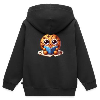 Cookie Bookworm - Sweat Premium à capuche zippé enfant bio - noir - Dos - AI Model Kid Male (0cm)