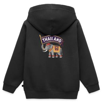Stolzer Elefant aus Thailand - Kinder Premium Organic Zip Hoodie - Schwarz - Hinten - AI Model Kid Male (0cm)