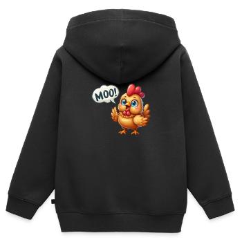 Le poulet fait meugler - Sweat Premium à capuche zippé enfant bio - noir - Dos - AI Model Kid Male (0cm)