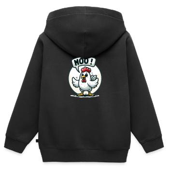 The chicken makes moo - Kids Premium Organic Zip-up Hoodie - black - Back - AI Model Kid Male (0cm)