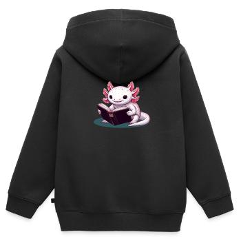 Lire Axolotl - Sweat Premium à capuche zippé enfant bio - noir - Dos - AI Model Kid Male (0cm)