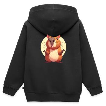 Verwirrte Capybara - Kinder Premium Organic Zip Hoodie - Schwarz - Hinten - AI Model Kid Male (0cm)