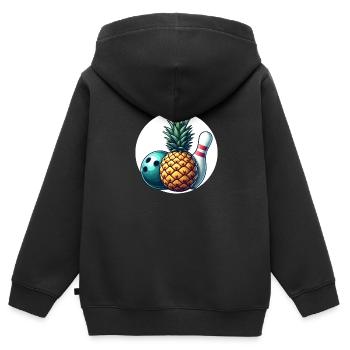 Tropische Bowlingkugel und Ananas - Kinder Premium Organic Zip Hoodie - Schwarz - Hinten - AI Model Kid Male (0cm)