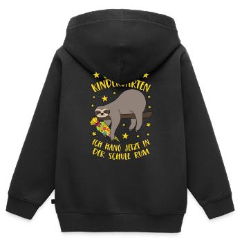 Bye Bye Kindergarten Faultier Schule Rumhängen - Kinder Premium Organic Zip Hoodie - Schwarz - Hinten - AI Model Kid Male (0cm)