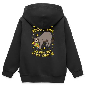 Bye Bye Kindergarten Faultier Schule Abhängen - Kinder Premium Organic Zip Hoodie - Schwarz - Hinten - AI Model Kid Male (0cm)