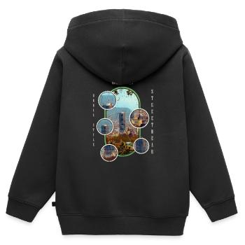 Jena Allemagne City Skyline Accueil Amour - Sweat Premium à capuche zippé enfant bio - noir - Dos - AI Model Kid Male (0cm)