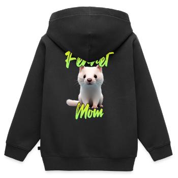 Ferret Mama - Kids Premium Organic Zip-up Hoodie - black - Back - AI Model Kid Male (0cm)