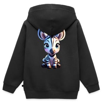Mignon bébé zèbre isolé - Sweat Premium à capuche zippé enfant bio - noir - Dos - AI Model Kid Male (0cm)